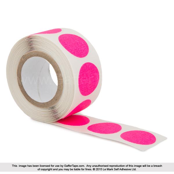 PRO GAFF FLUORESCENT DOTS MINI ROLL 19MM (100 PER ROLL) - FL PINK