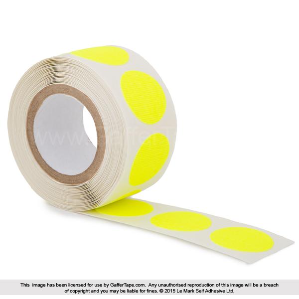 PRO GAFF FLUORESCENT DOTS MINI ROLL 19MM (100 PER ROLL) - FL YELLOW