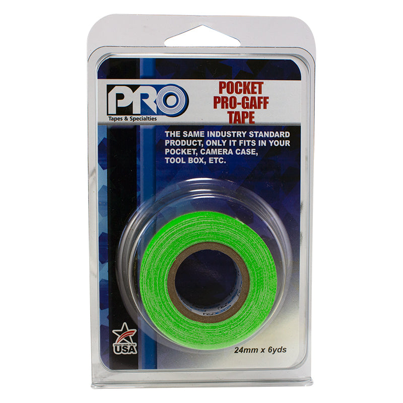 PROGAFF POCKET 24MM X 5.4M - MINI GAFFER ROLLS - NEON GREEN