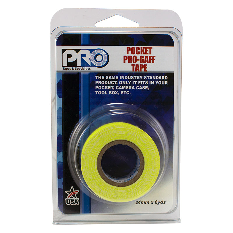 PROGAFF POCKET 24MM X 5.4M - MINI GAFFER ROLLS - NEON YELLOW