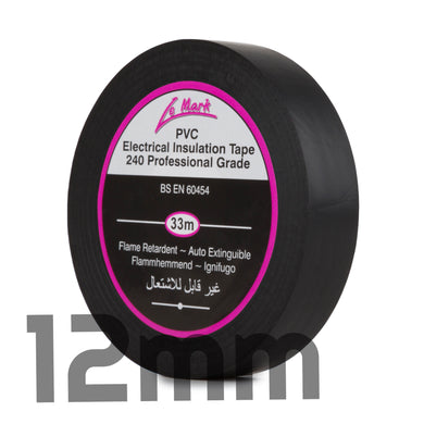 LE MARK PVC ELECTRICAL INSULATION TAPE - BLACK - 12MM X 33M