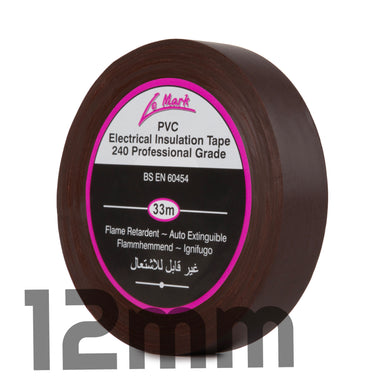 LE MARK PVC ELECTRICAL INSULATION TAPE - BROWN - 12MM X 33M