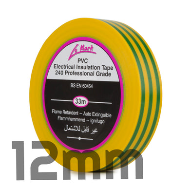 LE MARK PVC ELECTRICAL INSULATION TAPE - EARTH - 12MM X 33M