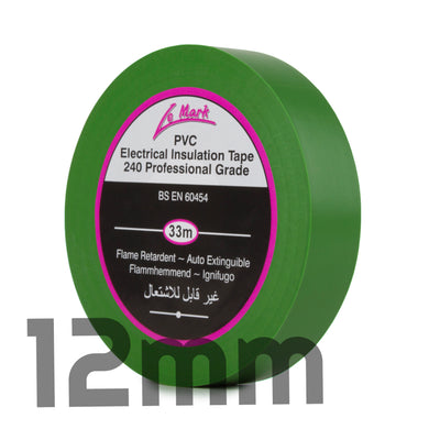LE MARK PVC ELECTRICAL INSULATION TAPE - GREEN - 12MM X 33M