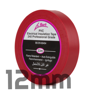 LE MARK PVC ELECTRICAL INSULATION TAPE - RED - 12MM X 33M