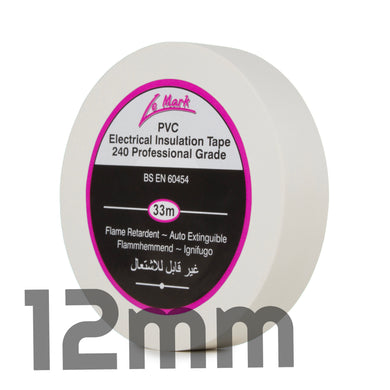 LE MARK PVC ELECTRICAL INSULATION TAPE - WHITE - 12MM X 33MM