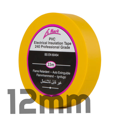 LE MARK PVC ELECTRICAL INSULATION TAPE - YELLOW - 12MM X 33M