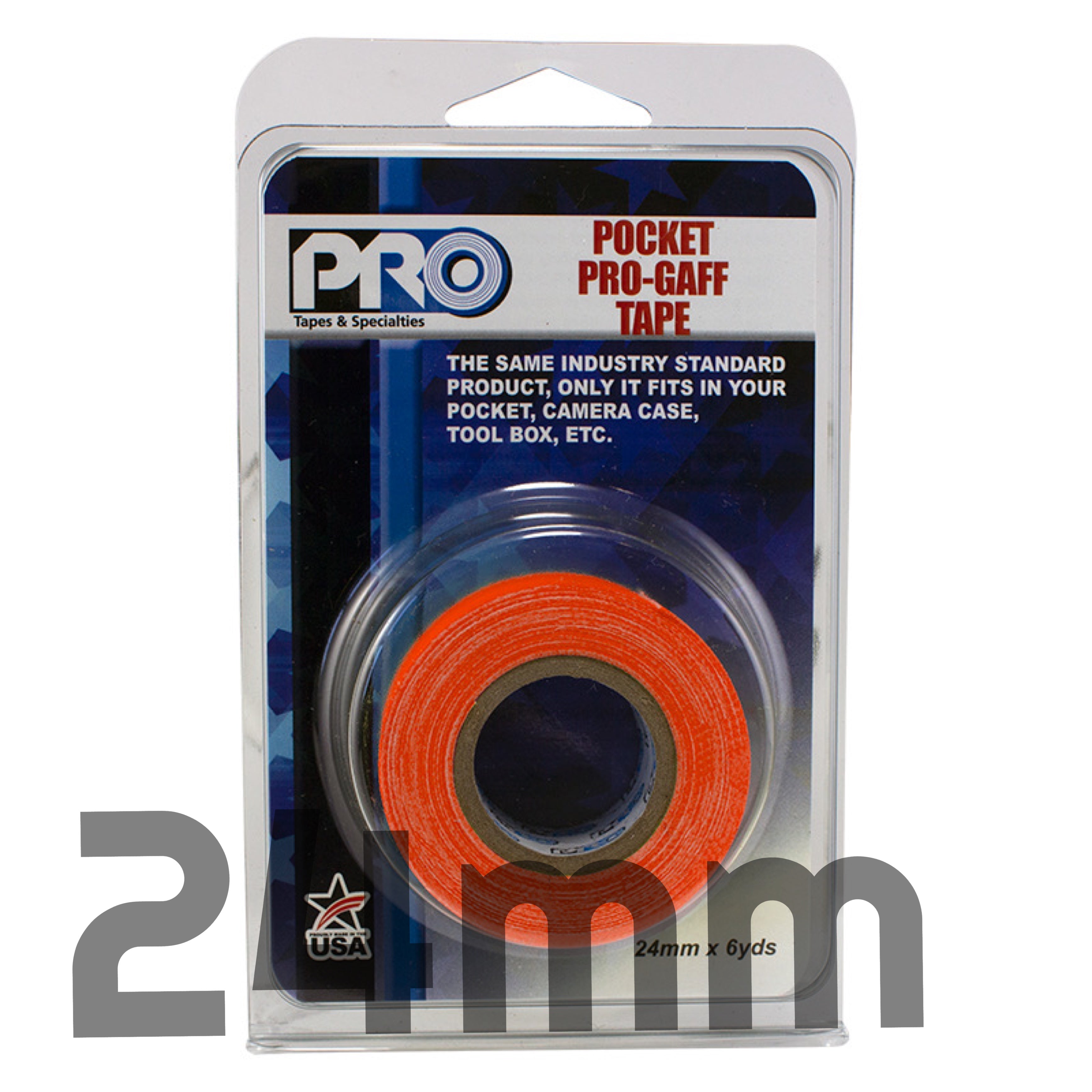 PROGAFF POCKET 24MM X 5.4M - MINI GAFFER ROLLS - NEON ORANGE