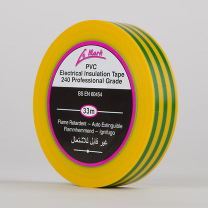 LE MARK PVC ELECTRICAL INSULATION TAPE - EARTH - 12MM X 33M