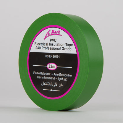 LE MARK PVC ELECTRICAL INSULATION TAPE - GREEN - 12MM X 33M