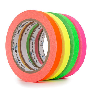 PRO GAFF FLUORESCENT CONSOLE TAPE - PRO CONSOLE NEON MIX PACK - 12MM X 25M