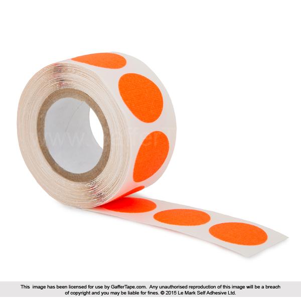 PRO GAFF FLUORESCENT DOTS MINI ROLL 19MM (100 PER ROLL) - FL ORANGE